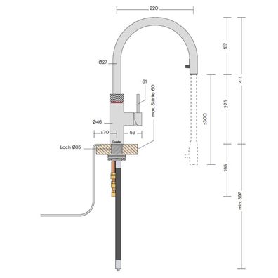 Quooker kochendes Wasser COMBI Reservoire & gekühltes sprudelndes Wasser CUBE