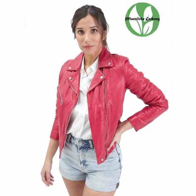 Rose Garden Olympe Damen Lederjacke Framboise Echtleder Lammleder Bikerjacke