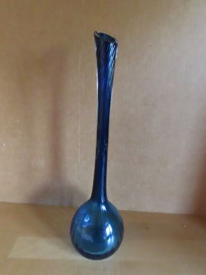 Vase Glas blau langer schmaler Hals an einer Kugel ca.32 cm H