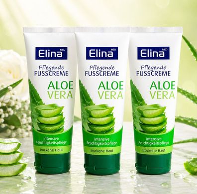 3x75ml Elina Aloe Vera Fusscreme intensive Feuchtigkeit für trockene Haut