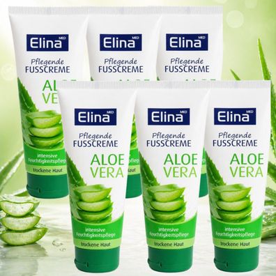 6x75ml Elina Aloe Vera Fusscreme intensive Feuchtigkeit für trockene Haut