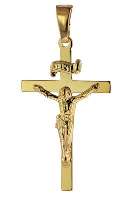 trendor Schmuck Anhänger Kruzifix 585 Gold/14 Karat 24 x 15 mm 75642