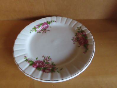 Teller Kuchenteller Dessertteller weiß Goldrand rosa Rosen Arte Viva Romantico