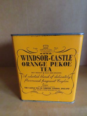 Blechdose Teedose leer Windsor-Castle Orange Pekoe Tea viereckig