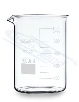 niedriger Becher 01000 ml mit Borosilikat Chemland