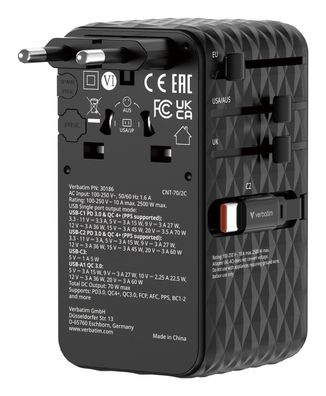 Verbatim Charge n Travel - Netzteil - GaN III, universell - 70 Watt - 10 A - Power De
