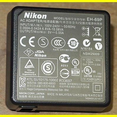 Nikon EH-69P Netzstecker USB ohne Kabel - Ausgang: 5 Volt / 0,55 A - kein Eurostecker