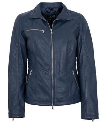 Jilani - Damen Lederjacke Lammnappa navy
