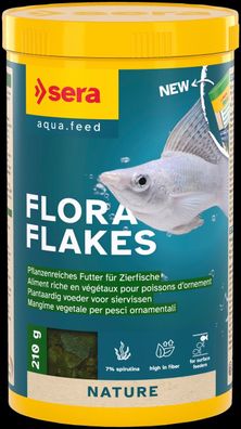Sera Flora Flakes Nature 1000ml - Pflanzenreiches Flocken Futter für Zierfische