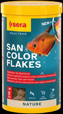 Sera San Color Flakes Nature 1000ml - Flocken Farbfutter für Zierfische Aquarium