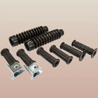 Set Gummiteile 8 Teilig Faltenbalg Telegabel, Lenkergriffe, Fußraste Simson