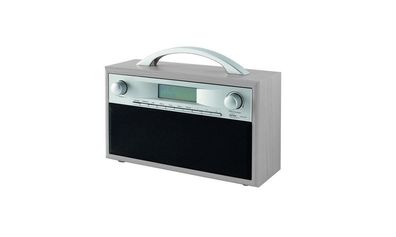 Elta DAB 7000 Silber DAB+ Radio mit Holzgehäuse Digitalradio mit Uhr 9V