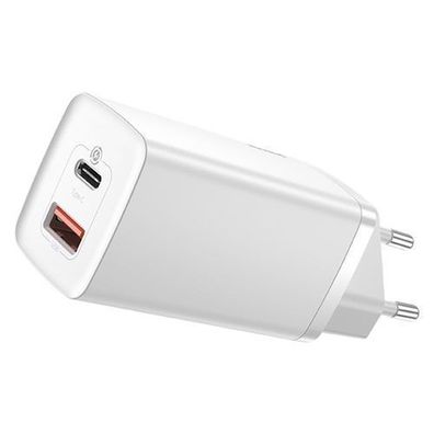Baseus 65W GaN2 Lite Schnellladegerät, USB/Typ C, QC 3.0, Power Delivery, Weiß (