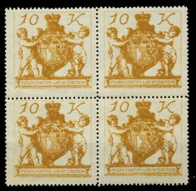 Liechtenstein 1920 Nr 39 postfrisch Viererblock X6FDFB6