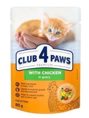 CLUB 4 PAWS KATZE Beutel 80 g Kätzchen Hähnchen in Soße