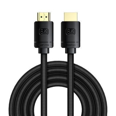 Baseus HDMI 2.1 Kabel, 3 m Schwarz, 8K@60Hz, 4K@120Hz, 48 Gbps, 3D, eARC, QMS, D