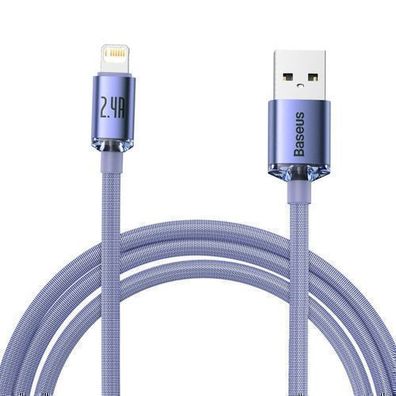 Baseus Crystal Shine Schnellladekabel USB-A zu Lightning 2m, Violett, 2,4A Daten