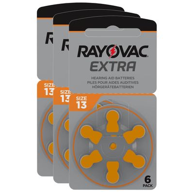 3x 6er Blister Rayovac Hörgerätebatterien 13 Extra Advanced 1,45V 310mAh PR48