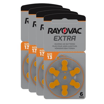 4x 6er Blister Rayovac Hörgerätebatterien 13 Extra Advanced 1,45V 310mAh PR48