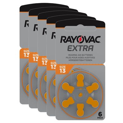5x 6er Blister Rayovac Hörgerätebatterien 13 Extra Advanced 1,45V 310mAh PR48