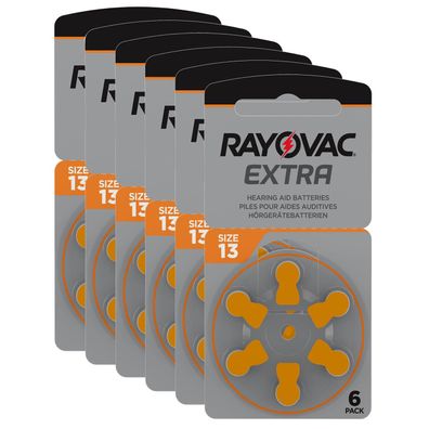 6x 6er Blister Rayovac Hörgerätebatterien 13 Extra Advanced 1,45V 310mAh PR48