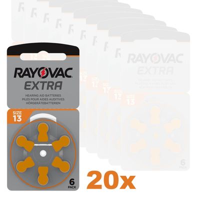 20x 6er Blister Rayovac Hörgerätebatterien 13 Extra Advanced 1,45V 310mAh PR48