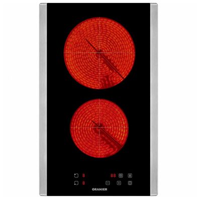 Oranier Glaskeramikkochfeld 30 cm Touch Control, 2 Zonen Edelstahl Seitenleisten