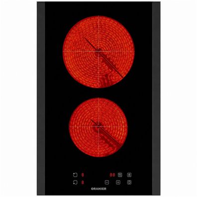 Oranier Glaskeramikkochfeld 30 cm Touch Control, 2 Zonen schwarze Seitenleisten