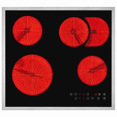 Oranier Kochfeld 60 cm Bräterzone Zweikreis Edelstahlrahmen Timer Touch Control