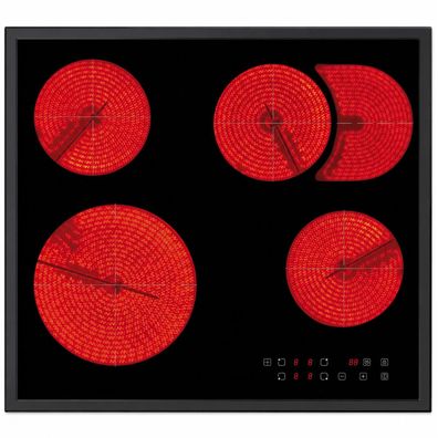 Oranier Kochfeld 60 cm Bräterzone Zweikreis Rahmen schwarz Timer Touch Control