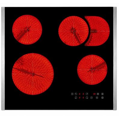 Oranier Kochfeld 60cm Zweikreis Bräterzone Edelstahl Leisten Timer Touch Control