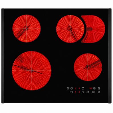 Oranier Kochfeld 60 cm Zweikreis Bräterzone schwarze Leisten Timer Touch Control