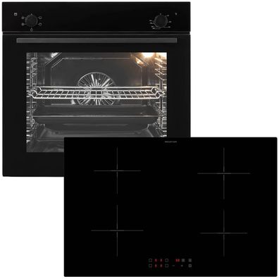 Oranier Einbauherd Set Backofen Kochfeld Induktion 80cm autark Knebel versenkbar