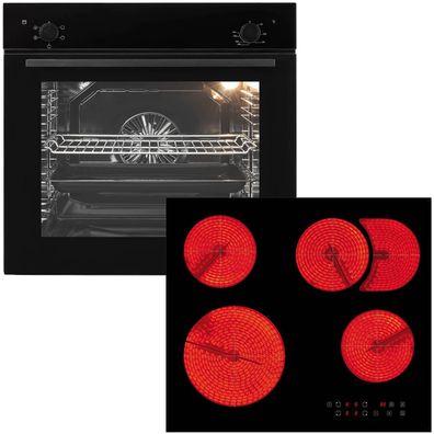 Oranier Herd Set Einbau Backofen 60 cm Glaskeramikkochfeld autark mit Bräterzone