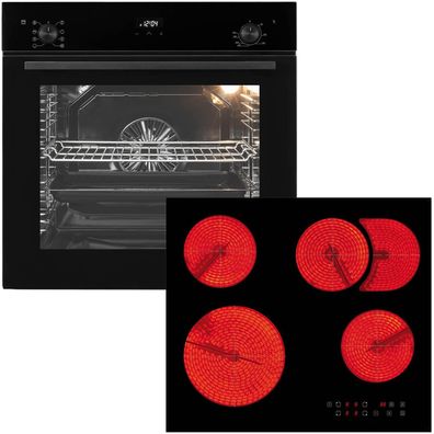 Oranier Einbau Set mit Backofen 60cm & Glaskeramikkochfeld autark mit Bräterzone