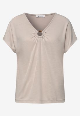 Street One Silk-Look Shirt mit V-Neck und Deko-Detail