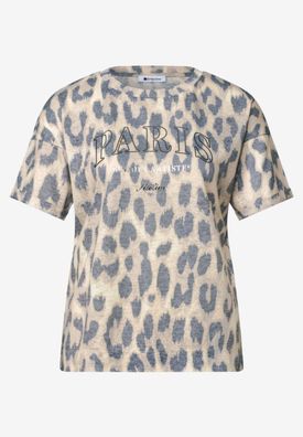 Street One T-Shirt im Ausbrenner-Look mit Leo-Print