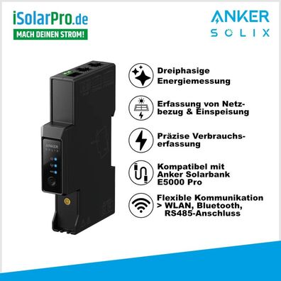 Anker SOLIX Smart Meter Gen 2 · 3-phasiger Energiemesser · 120 A · WLAN · Bluetooth