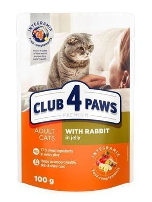 CLUB 4 PAWS KATZE Beutel 100 g Kaninchen in Gelee