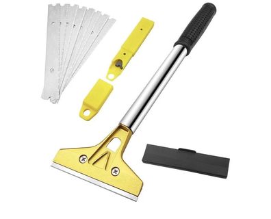 Glaskeramik-Schaber mit 10 Ersatzklingen (100 mm) - Profi Reinigungsschaber