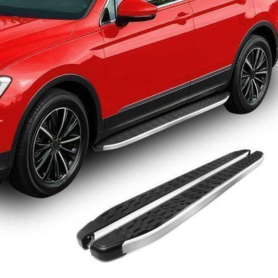 Alu Trittbretter Seitenschweller für Audi Q7 2015-2025 Schwarz Silber 2tlg