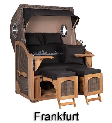 Strandkorbset - bene living - Ammersee 2- Sitzer Teak - PE grau - Skyline Frankfur