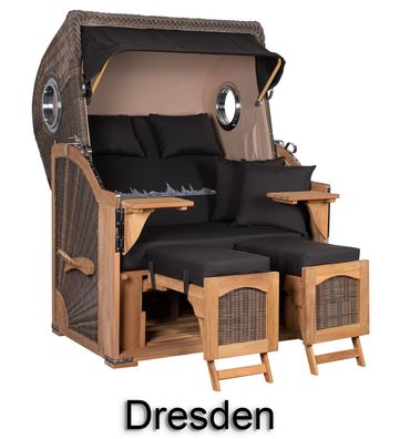 Strandkorbset - bene living - Ammersee 2- Sitzer Teak - PE grau - Skyline Dresden