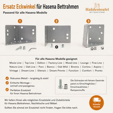 Eckwinkel Hasena Bettrahmen Schrauben Winkel Einschlaghülse Ersatzteil