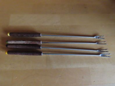 Fonduegabeln mit HolzGriff und bunten Punkten ca. 25,5 cm 4St