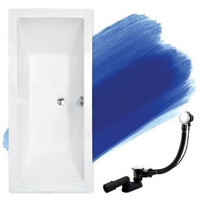 Badewanne Rechteck Acryl QUADRO 175x80 Weiß | Ablauf & Füße GRATIS !
