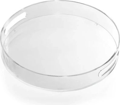 Kurtzy Transparentes Rundes Serviertablett Kunststoff mit Griffen - 30 cm