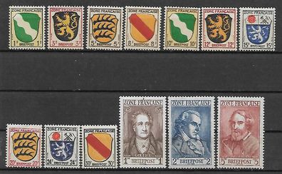 Alliierte Besetzung (Franz. Zone - Allgemeine Ausgabe) postfrisch Michel-Nummer 1-13