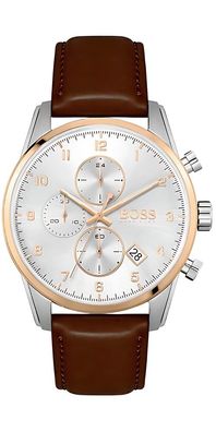 Hugo Boss Skymaster Chronograph Silber Leder Braun HB1513786