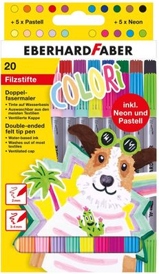 Eberhard Faber 550020 - Doppelfasermaler mit Dicker und dünner Spitze, im Kartonetui,